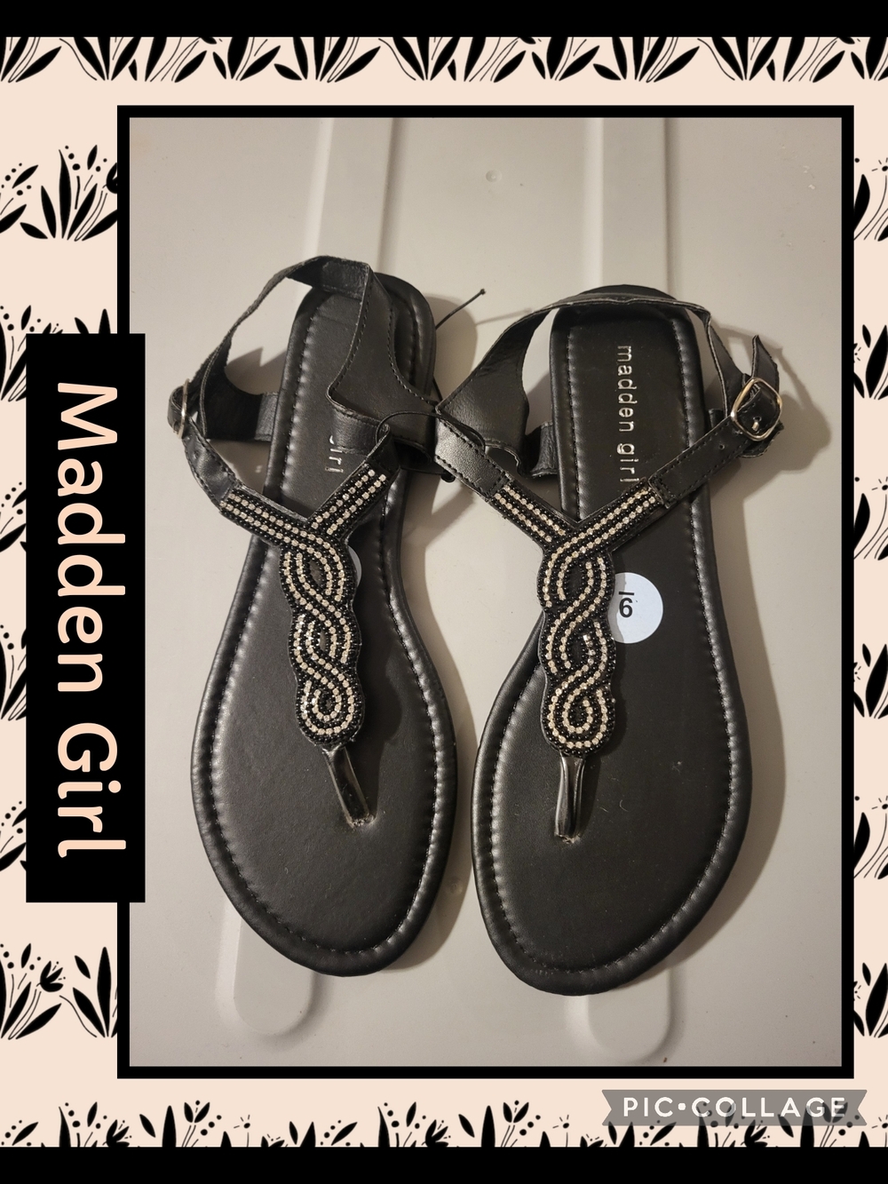 Madden Girl Black Beaded T-Strap Sandals